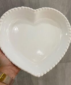 Travessa Coração Grande Com Borda De Bolinha (lisa)